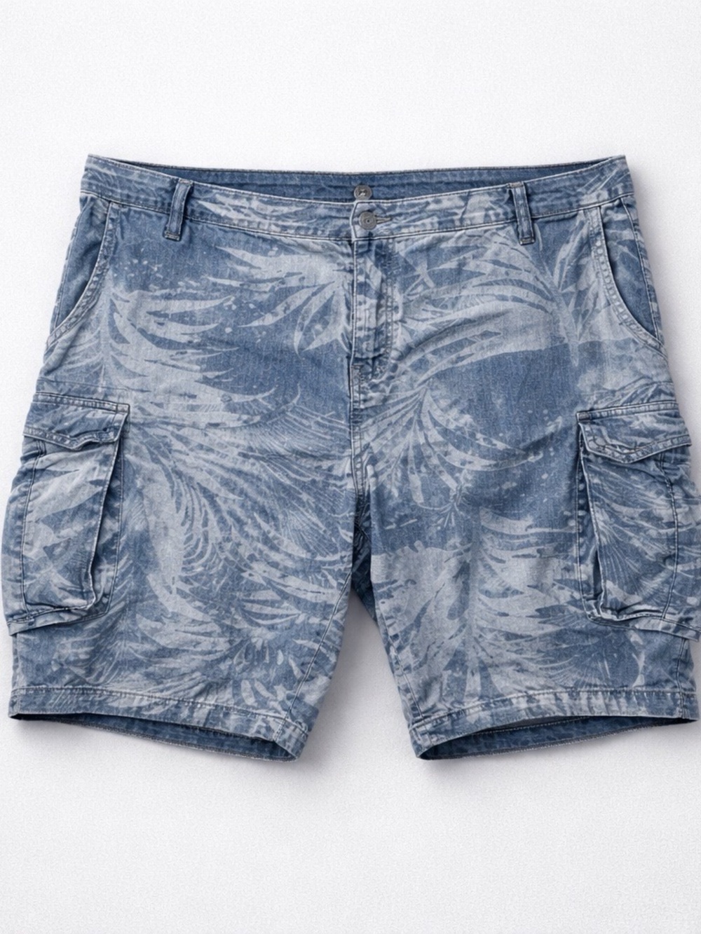 Desigual Blue Palm-Print Cargo Shorts